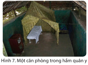 Quan sát các hình 6, 7, 8, 9 và đọc thông tin, em hãy cho biết: - Địa đạo Củ Chi có những công trình tiêu biểu nào. - Điểm nổi bật của từng công trình là gì.