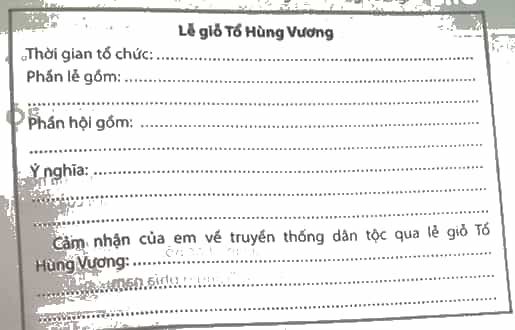 Vở bài tập Lịch Sử và Địa Lí lớp 4 Chân trời sáng tạo Bài 7: Đền Hùng và lễ giỗ tổ Hùng Vương
