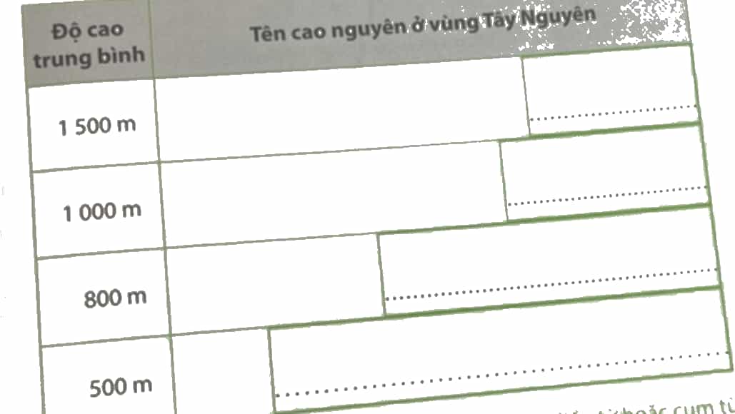 Vở bài tập Lịch Sử và Địa Lí lớp 4 Chân trời sáng tạo Bài 19: Thiên nhiên vùng Tây Nguyên