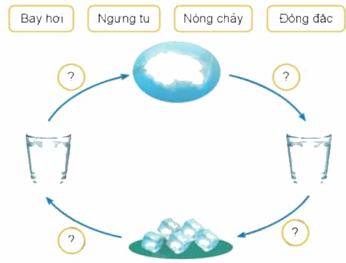Vẽ sơ đồ sự chuyển thể của nước theo gợi ý sau.