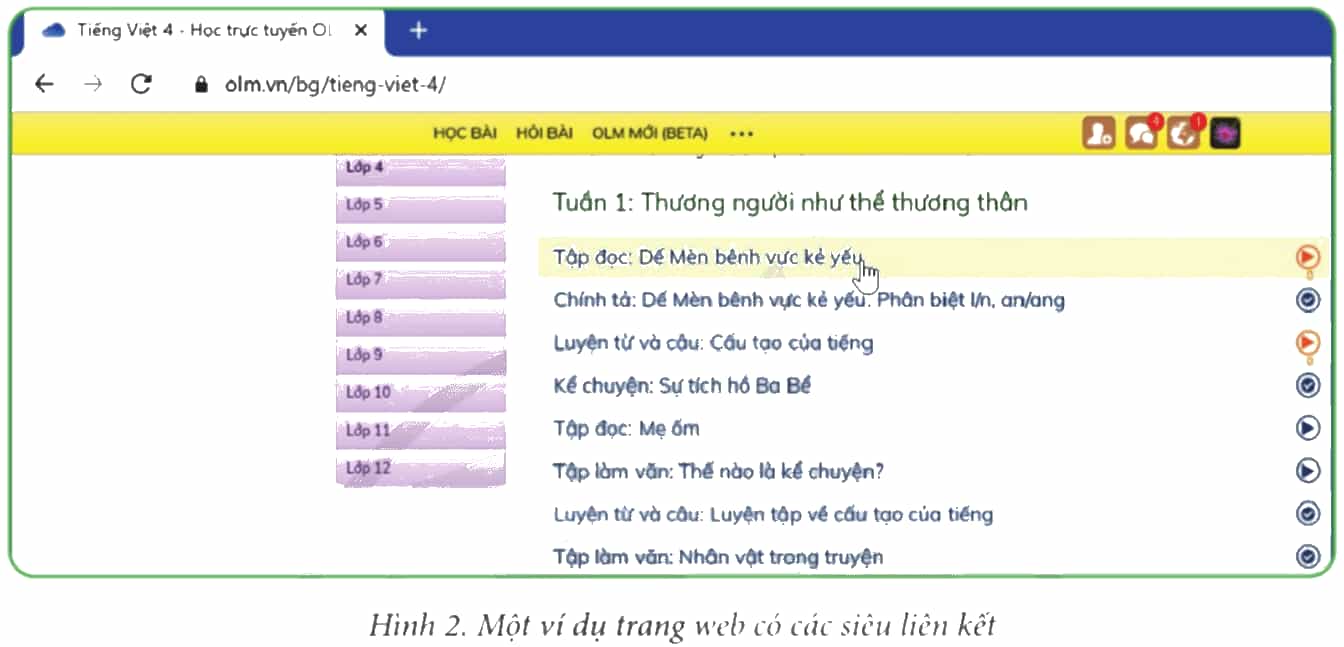 Tin học lớp 4 Cánh diều Bài 1: Các loại thông tin chính trên trang web
