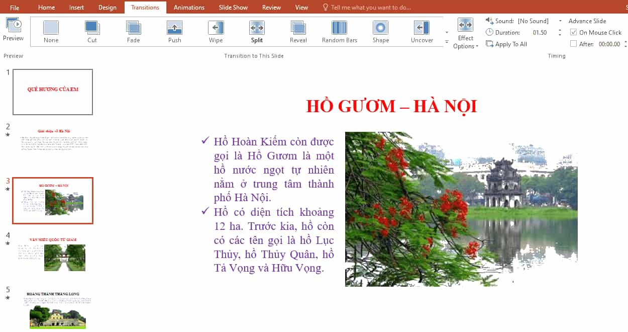 Tin học lớp 4 Cánh diều Bài 3: Hiệu ứng chuyển trang chiếu