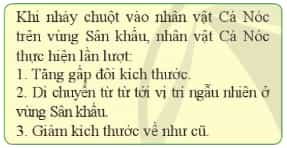 Tin học lớp 4 Cánh diều Bài 6. Tạo chương trình có nhân vật thay đổi kích thước, màu sắc