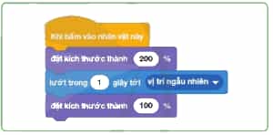 Tin học lớp 4 Cánh diều Bài 6. Tạo chương trình có nhân vật thay đổi kích thước, màu sắc