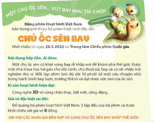 Phim hoạt hình Chú ốc sên bay lớp 5 (trang 140, 141) | Kết nối tri thức Giải Tiếng Việt lớp 5