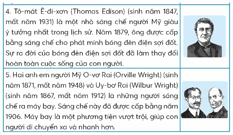 Công nghệ lớp 5 Chân trời sáng tạo Bài 2: Nhà sáng chế