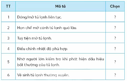 Công nghệ lớp 5 Chân trời sáng tạo Bài 6: Sử dụng tủ lạnh