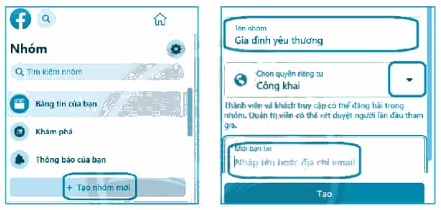 Em hãy thực hành tạo một nhóm kín với tên Gia đình yêu thương, sau đó thêm tài khoản các thành viên gia đình (ảnh 2)
