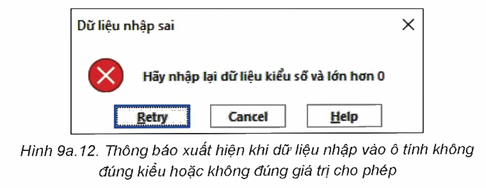 Em hãy sử dụng công cụ xác thực dữ liệu để xác thực cho dữ liệu cột Số tiền