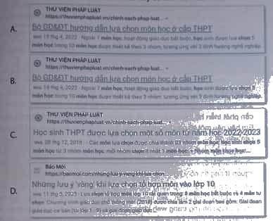 Trong những mục tin tìm được theo câu hỏi: Chọn môn học ở trường THPT như thế nào