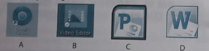 Biểu tượng nào sau đây là biểu tượng của phần mềm Video Editor? Hãy chọn phương án đúng