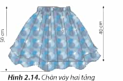 Lập bản vẽ cắt may chân váy lưng thun liền hai tầng như Hình 2.14