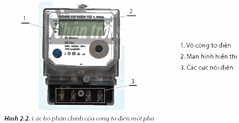 Công tơ điện một pha như hình minh họa ở Hình 2.2 được sử dụng để đo đại lượng điện nào của mạng điện trong nhà?