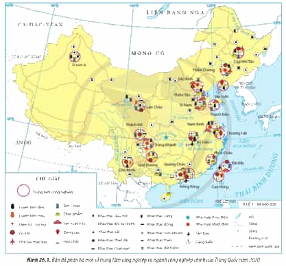 Dựa vào hình 26.1 hãy nhận xét sự phân bố các trung tâm công nghiệp của Trung Quốc (ảnh 1)