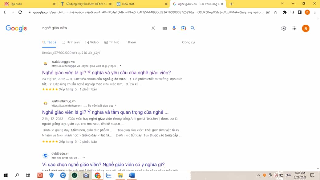 Sử dụng máy tìm kiếm để tìm hiểu thông tin về nghề nghiệp mà em mơ ước