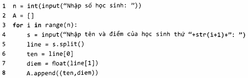 Viết chương trình nhập từ bàn phím các thông tin của n học sinh (n là số tự nhiên)