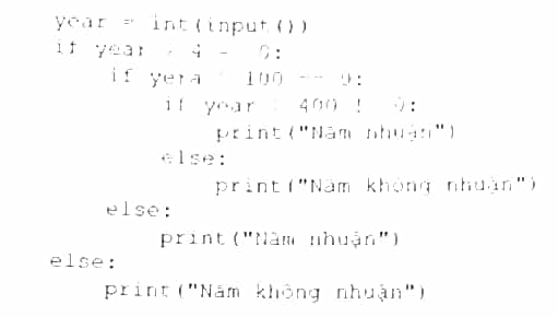 Trong giờ thực hành một bạn viết chương trình kiểm tra năm year