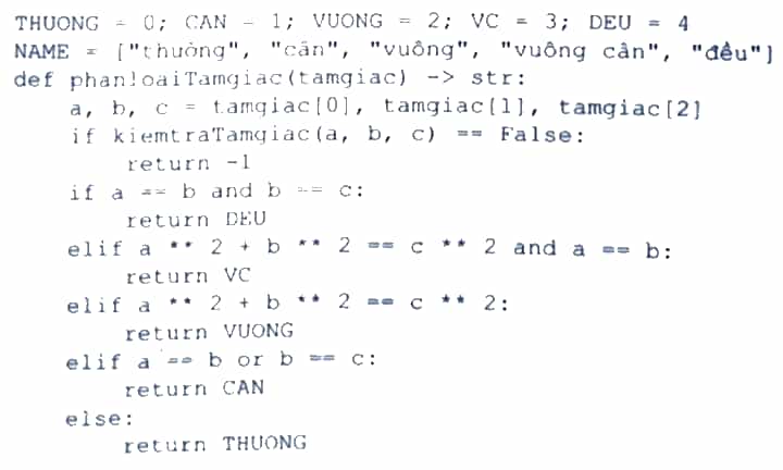 Thực hiện bài tập lớn về lập trình Python xử lí Tam giác