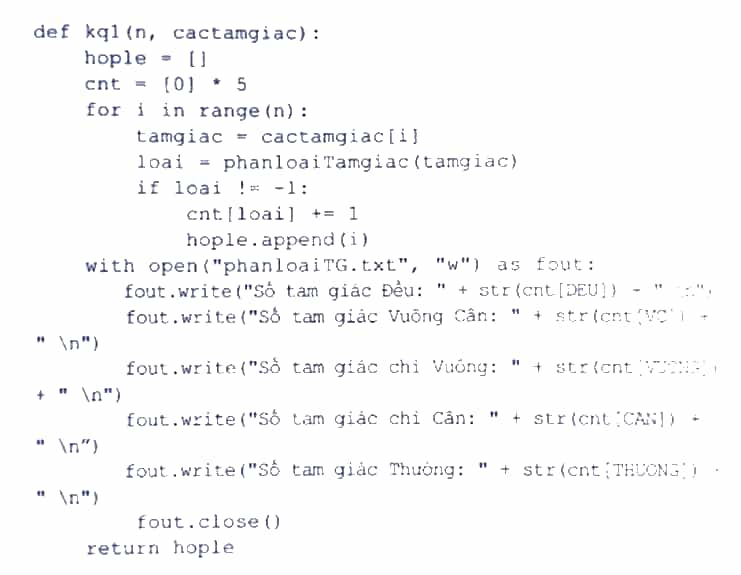 Thực hiện bài tập lớn về lập trình Python xử lí Tam giác