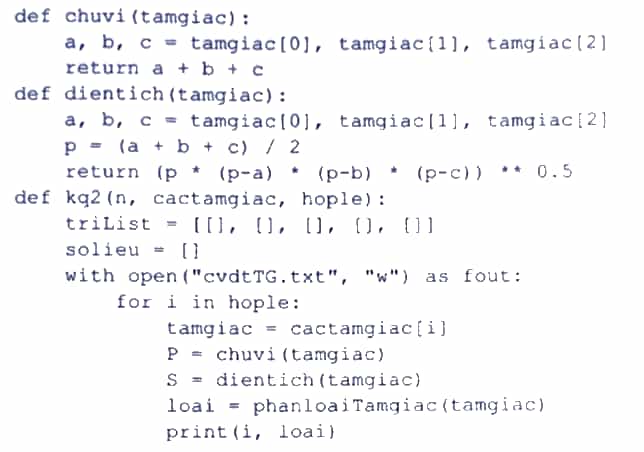 Thực hiện bài tập lớn về lập trình Python xử lí Tam giác
