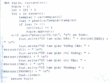 Thực hiện bài tập lớn về lập trình Python xử lí Tam giác