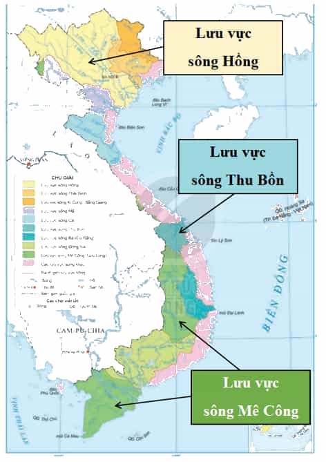 Đọc thông tin mục a và quan sát vào hình 6.1 hãy Xác định phạm vi lưu vực 