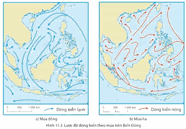 Dựa vào hình 15.3 và thông tin trong bài, em hãy Xác định hướng chảy của dòng biển