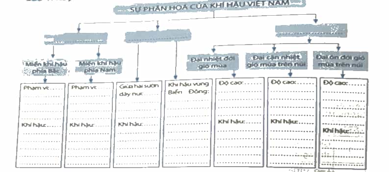 Hãy hoàn thành sơ đồ dưới đây trang 24 SBT Địa Lí 8
