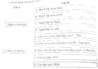 Ghép thông tin ở cột B với nội dung ở cột A sao cho đúng