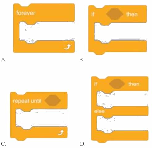 Hình nào dưới đây là khối lệnh rẽ nhánh trong Scratch