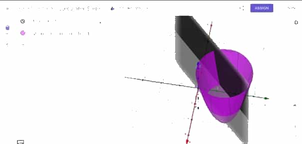 Hãy hiển thị mặt phẳng y = x + 3 và mặt trụ (y - 1)² + (z-3)² = 4. Phần giao giữa hai mặt này là hình gì? (ảnh 1)