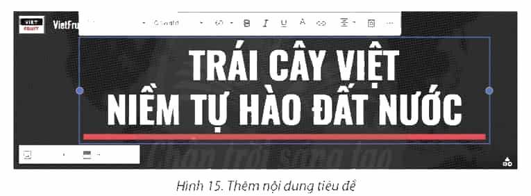 Yêu cầu: Thiết kế một trang web với chủ đề bán hàng, thông tin mặt hàng là các loại trái cây đặc sản vùng miền của Việt Nam (Hình 1). Trang thiết kế gồm các yêu cầu như sau: Tiêu đề chính của trang: “TRÁI CÂY VIỆT NIỀM TỰ HÀO ĐẤT NƯỚC”. Chèn logo, đặt tên trang web: “VietFruit”. Chèn hình ảnh bìa: Tải hình ảnh liên quan đến chủ đề từ các trang chia sẻ hình ảnh miễn phí trên Internet. (ảnh 5)