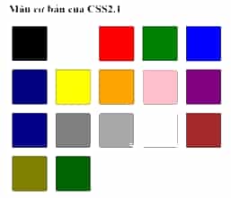 Thiết lập hệ màu cơ bản (17 mảu của CSS2.1) theo bộ ba tham số R, G, B