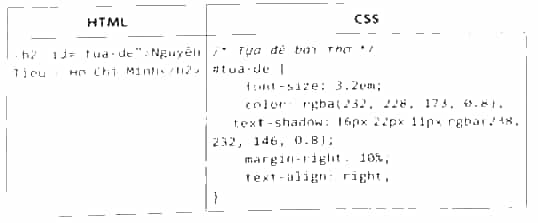 Em hãy tổ chức lại mã lệnh CSS thành các vùng chọn cho tệp baitho.html trong Bài F8.5