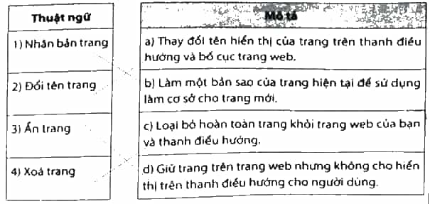 Ghép mỗi thuật ngữ ở cột bên trái với một mô tả ở cột bên phải cho phù hợp
